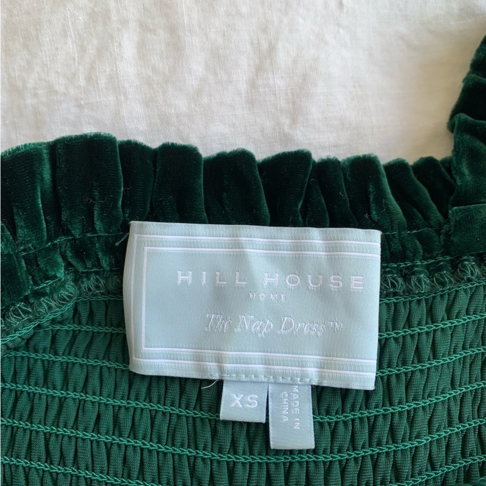 Hill House Ellie Nap Velvet Smocked Tiered Midi Maxi Dress Holiday Emerald Green - Picture 10 of 12